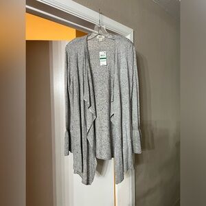 NWT Style and Co. Grey waterfall cardigan, size PL